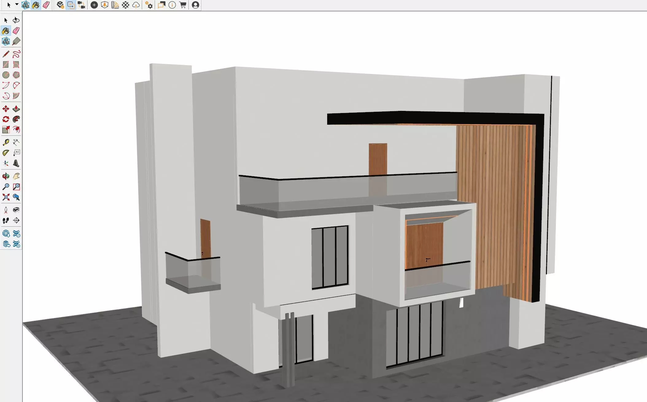 Modern Minimalist Cube House Exterior 3D model_5