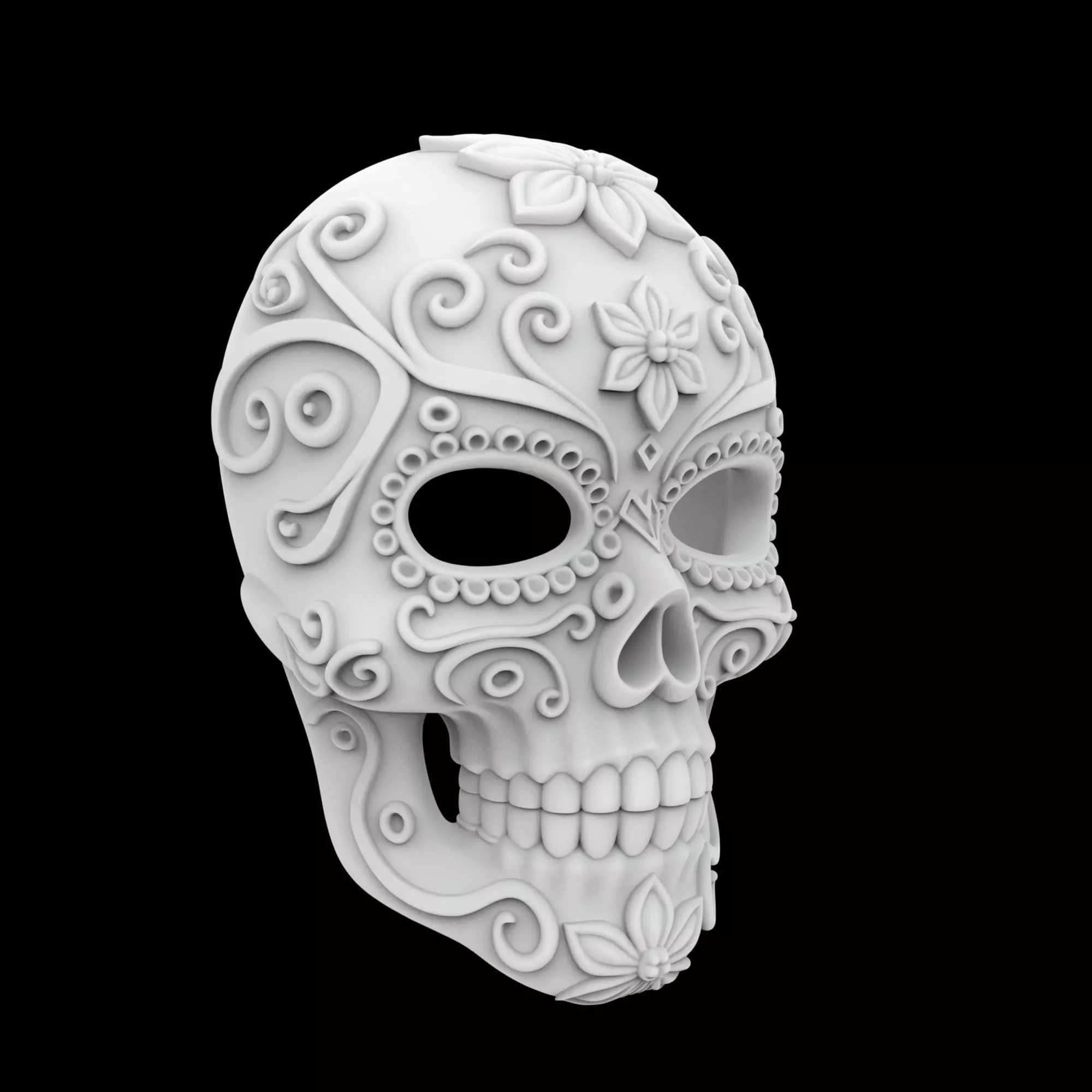 Sugar Skull Mask Dia De Muertos 3D Print Model 3D print model_0