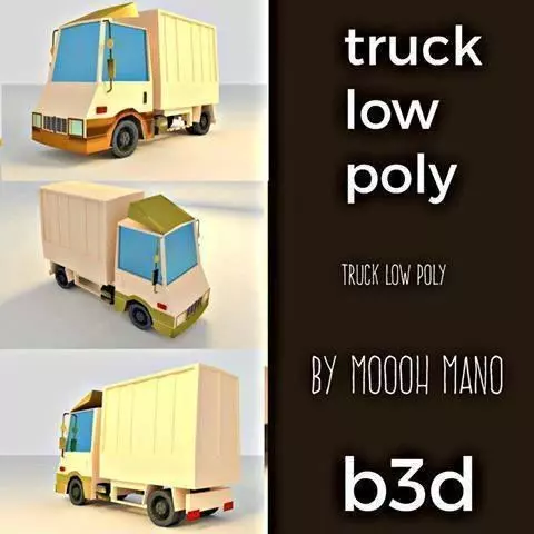 TRUK LOW POLY cartoon truck Low-poly 3D model_0