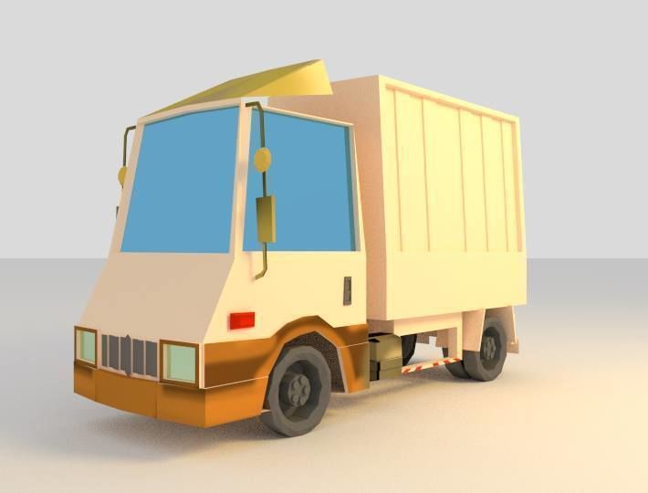TRUK LOW POLY cartoon truck Low-poly 3D model_1