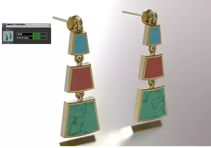 Triple Tier Geometric Dangle Earrings model ge0054