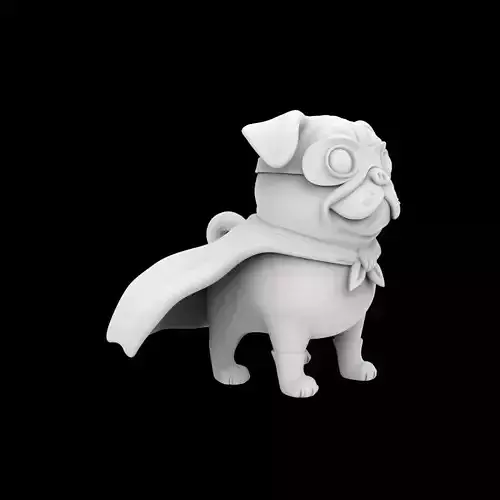 Superhero Pug Figurine 3D Print Model