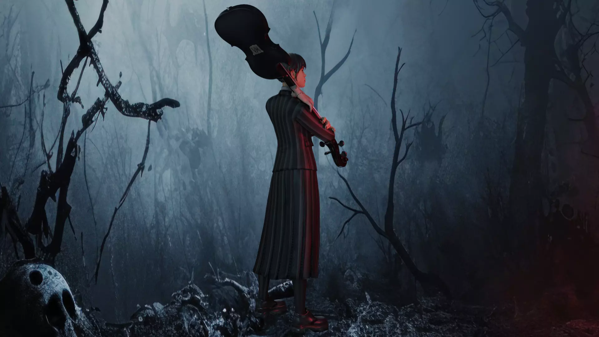 Wednesday Addams Low-poly 3D model_2