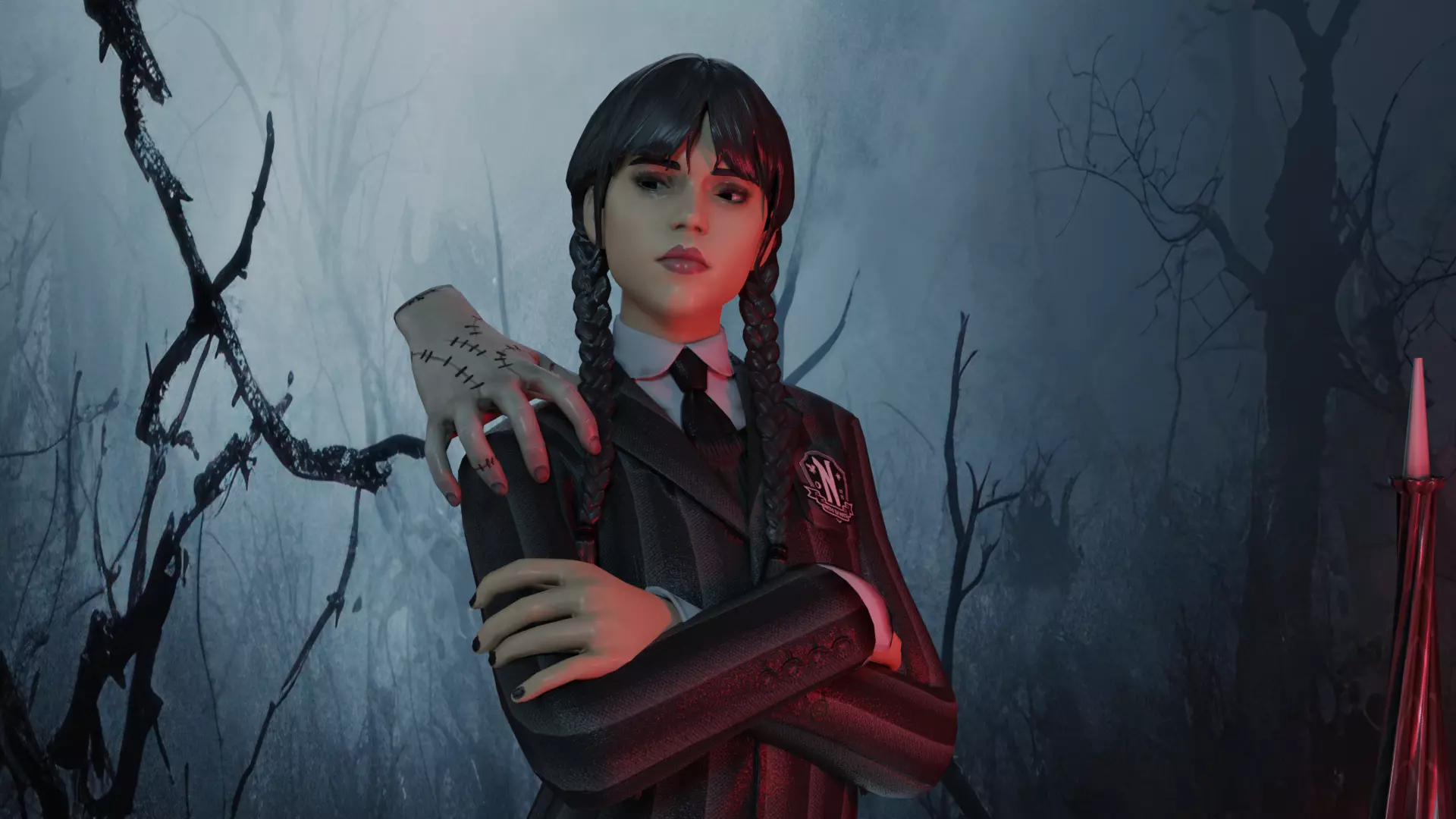 Wednesday Addams Low-poly 3D model_1