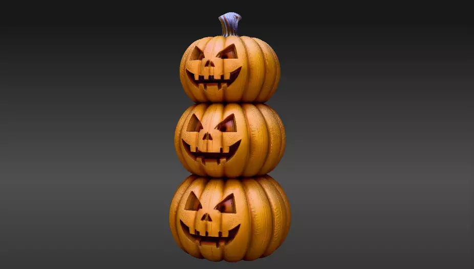 Tiered Pumpkin 3D Model Halloween Pumpkin Decor Print-Ready 3D print model_1