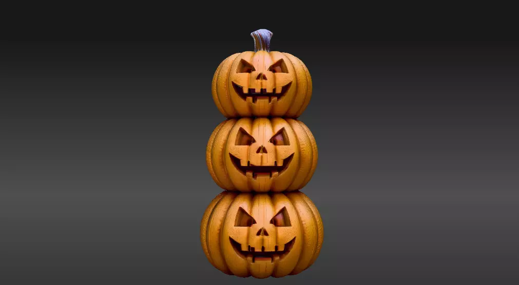 Tiered Pumpkin 3D Model Halloween Pumpkin Decor Print-Ready 3D print model_0