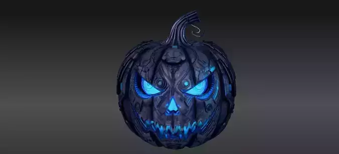 Cyber Glow Jack-O-Lantern 3D Model Futuristic Halloween Pumpkin