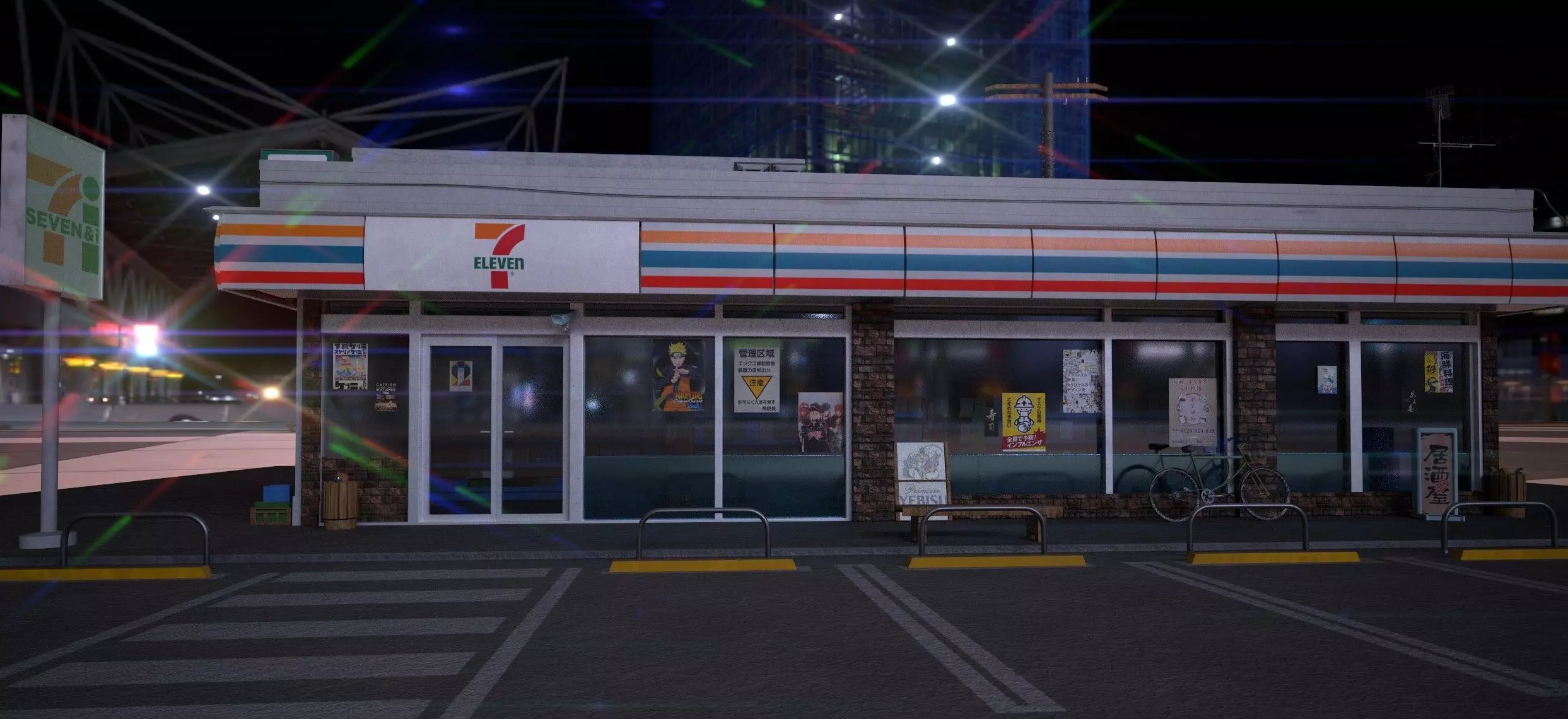 7 eleven  7 11 Store and street Low-poly 3D model_12