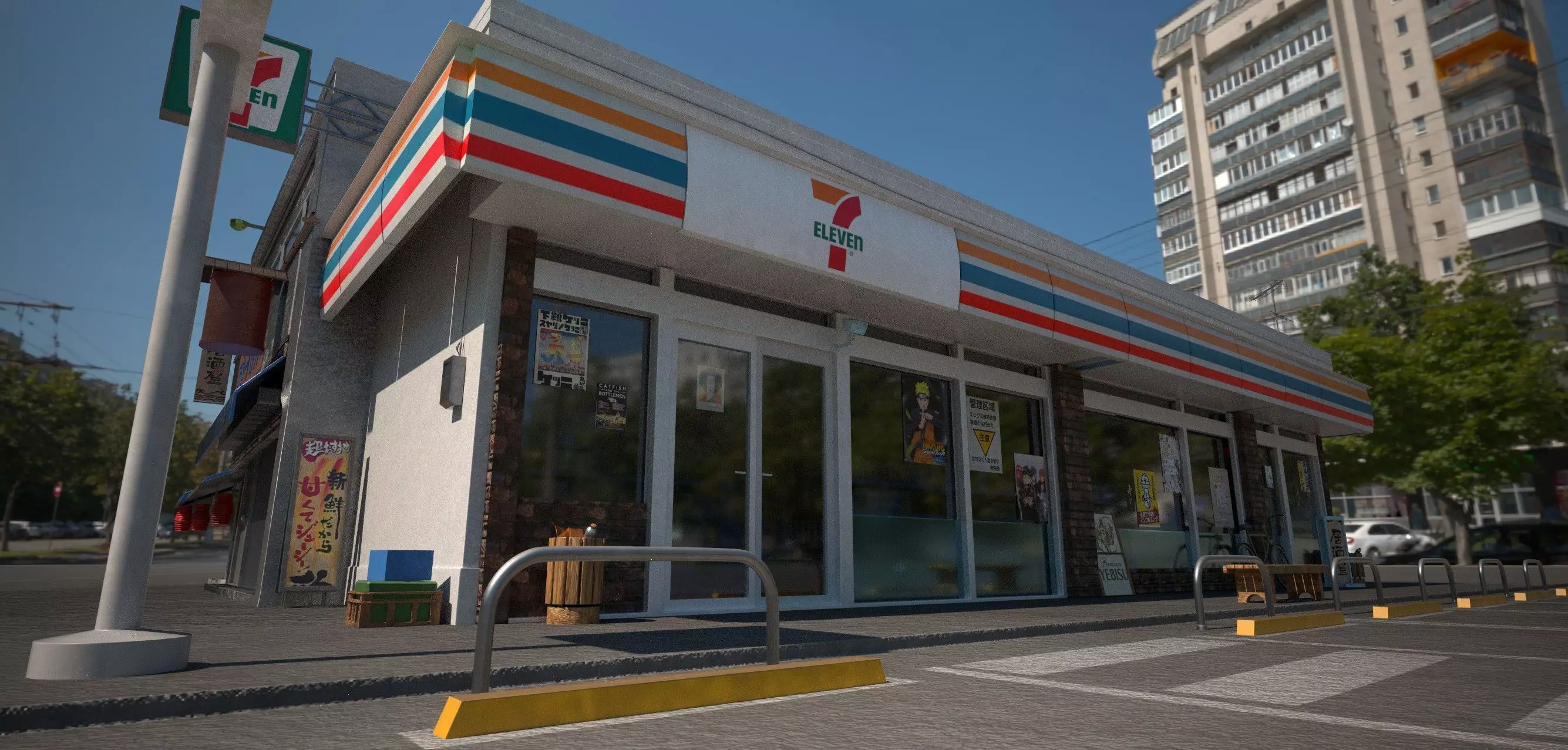 7 eleven  7 11 Store and street Low-poly 3D model_20