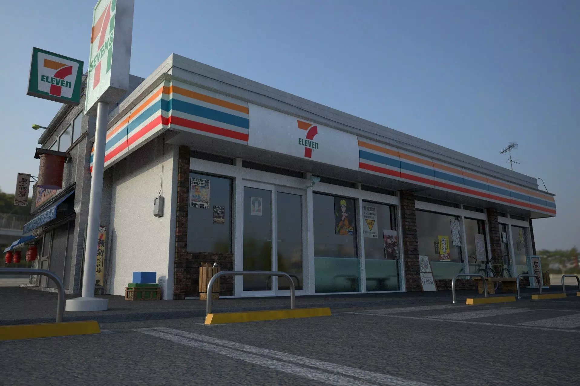 7 eleven  7 11 Store and street Low-poly 3D model_6