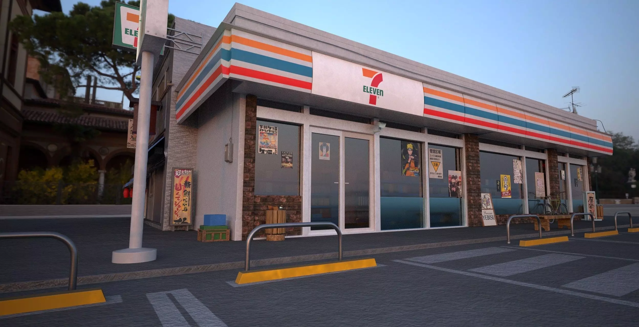 7 eleven  7 11 Store and street Low-poly 3D model_14
