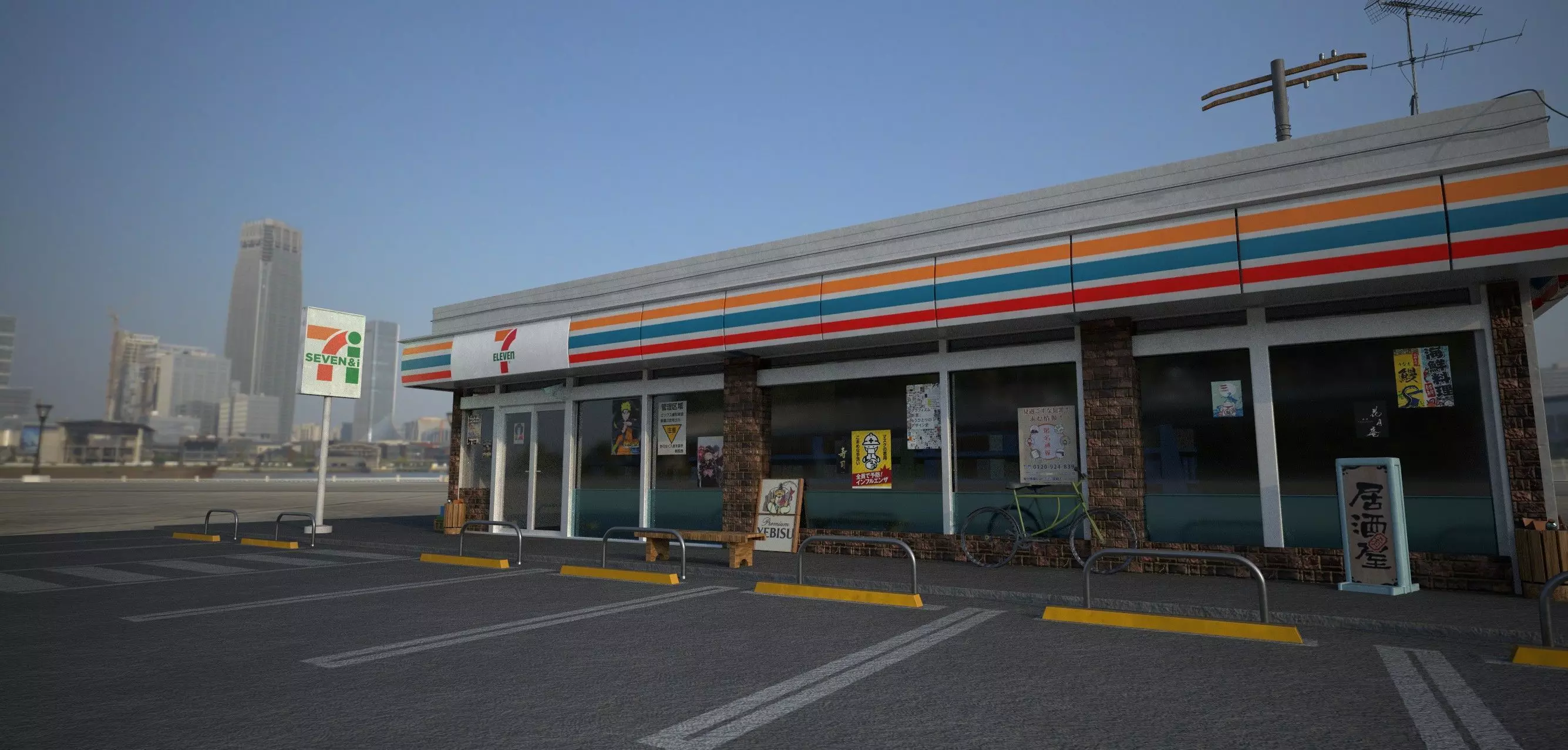 7 eleven  7 11 Store and street Low-poly 3D model_8