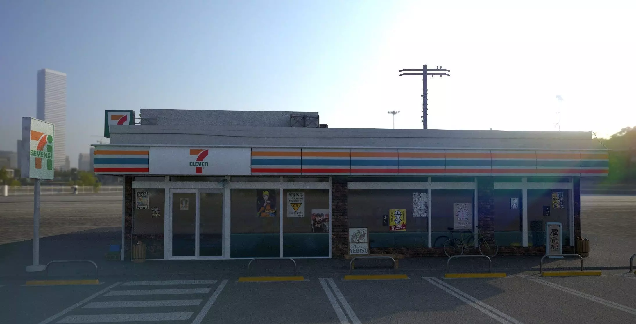 7 eleven  7 11 Store and street Low-poly 3D model_9