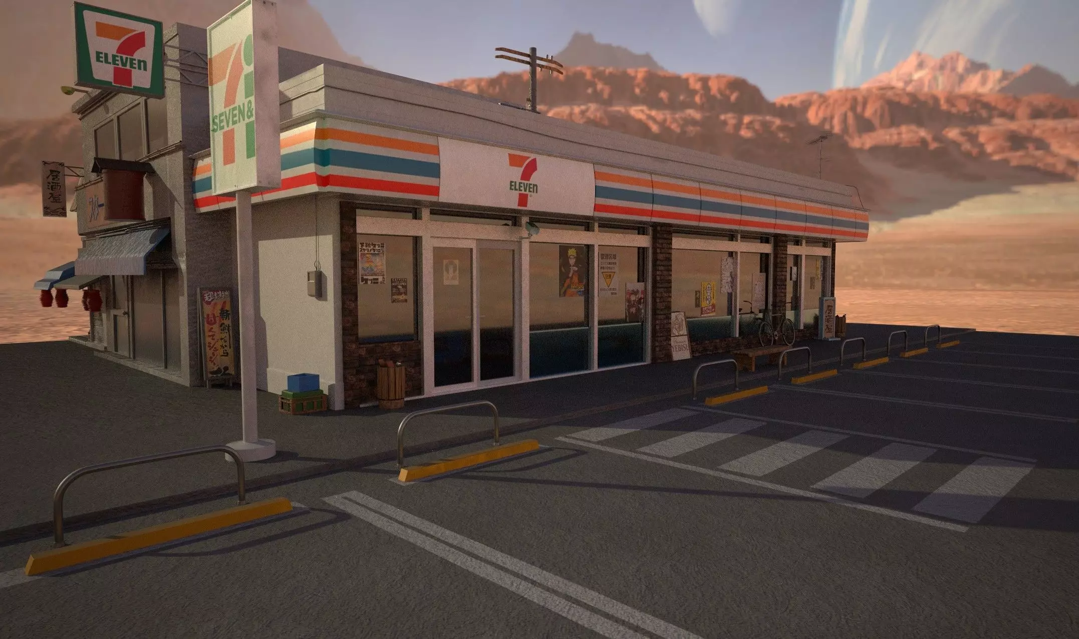 7 eleven  7 11 Store and street Low-poly 3D model_17