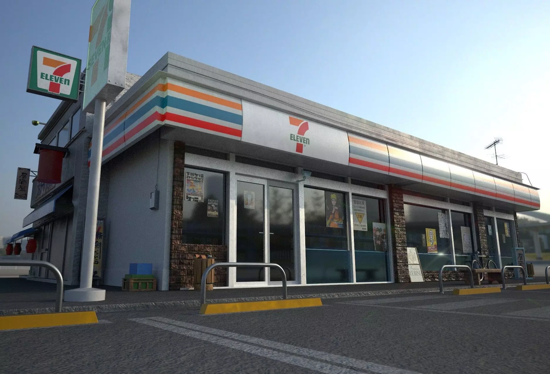 7 eleven  7 11 Store and street Low-poly 3D model_7