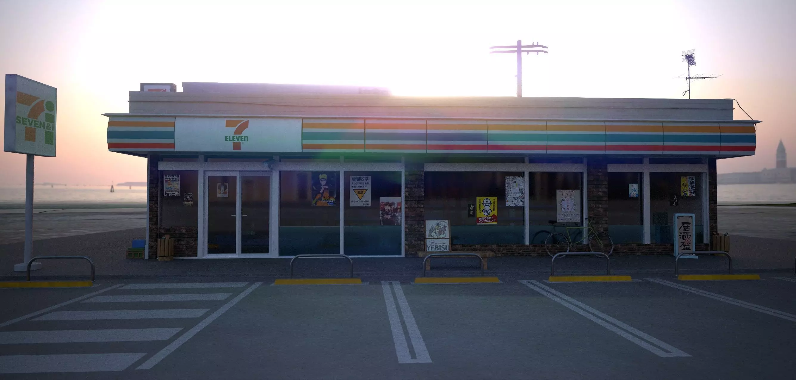 7 eleven  7 11 Store and street Low-poly 3D model_18