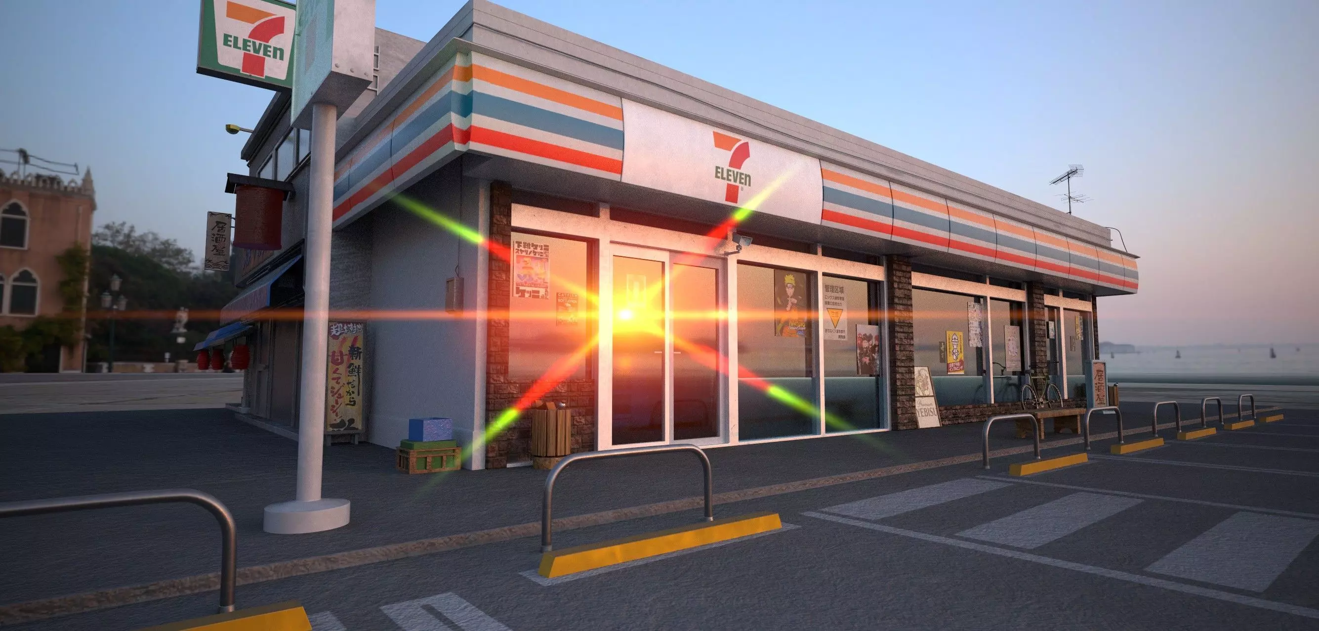 7 eleven  7 11 Store and street Low-poly 3D model_16