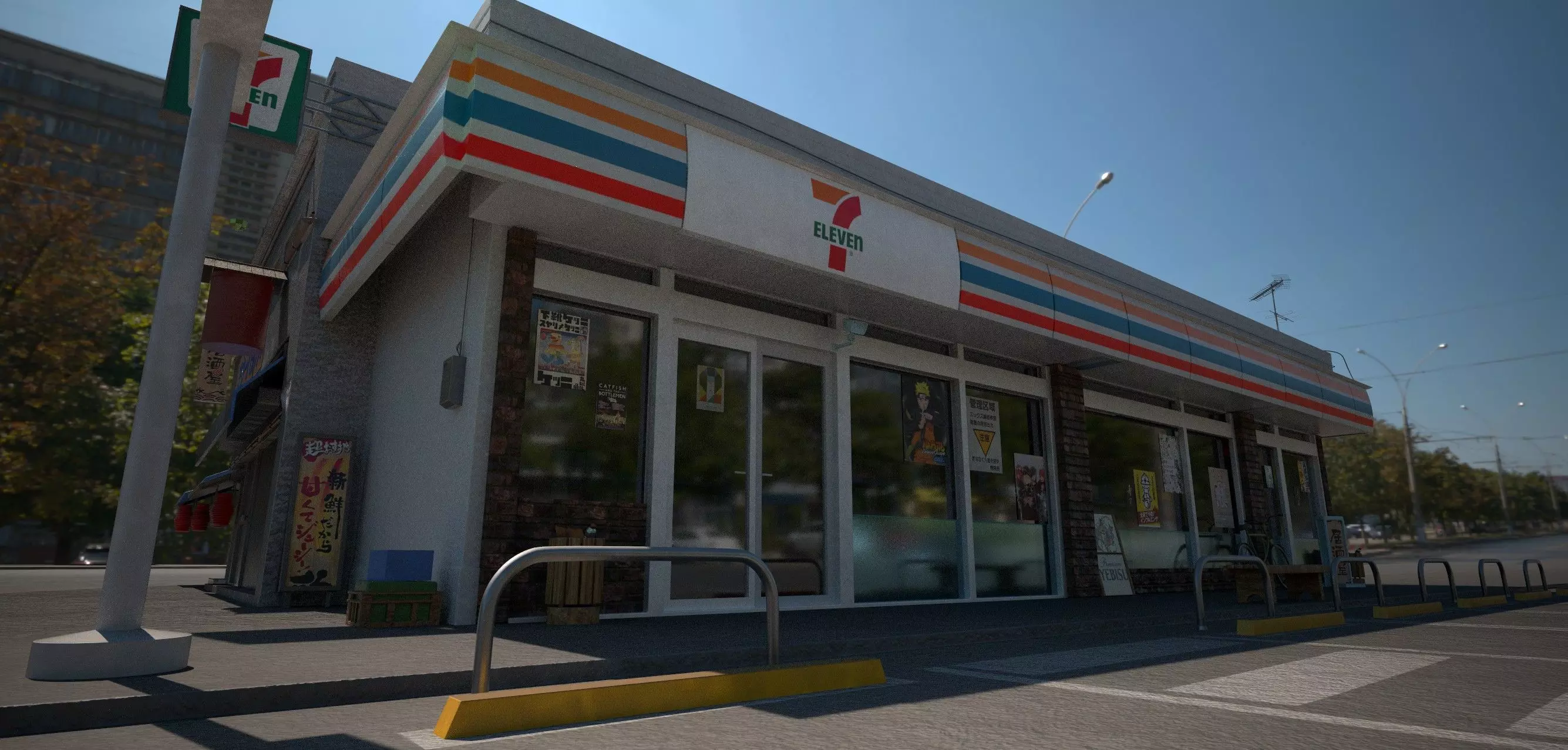 7 eleven  7 11 Store and street Low-poly 3D model_19