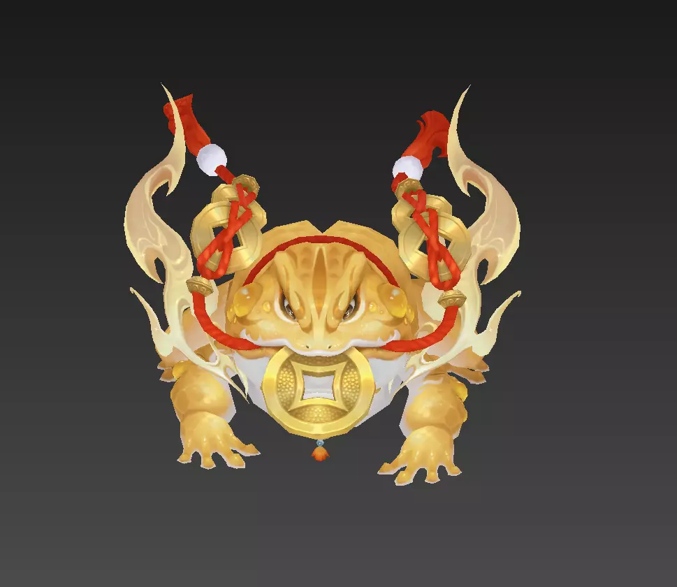 Golden Toad Lucky Low-poly 3D model_11