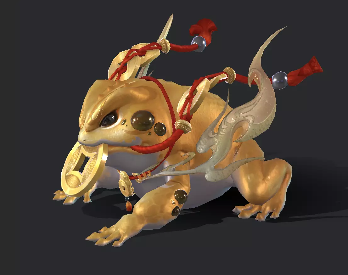 Golden Toad Lucky Low-poly 3D model_2