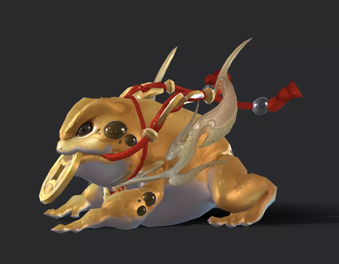 Golden Toad Lucky Low-poly 3D model_0