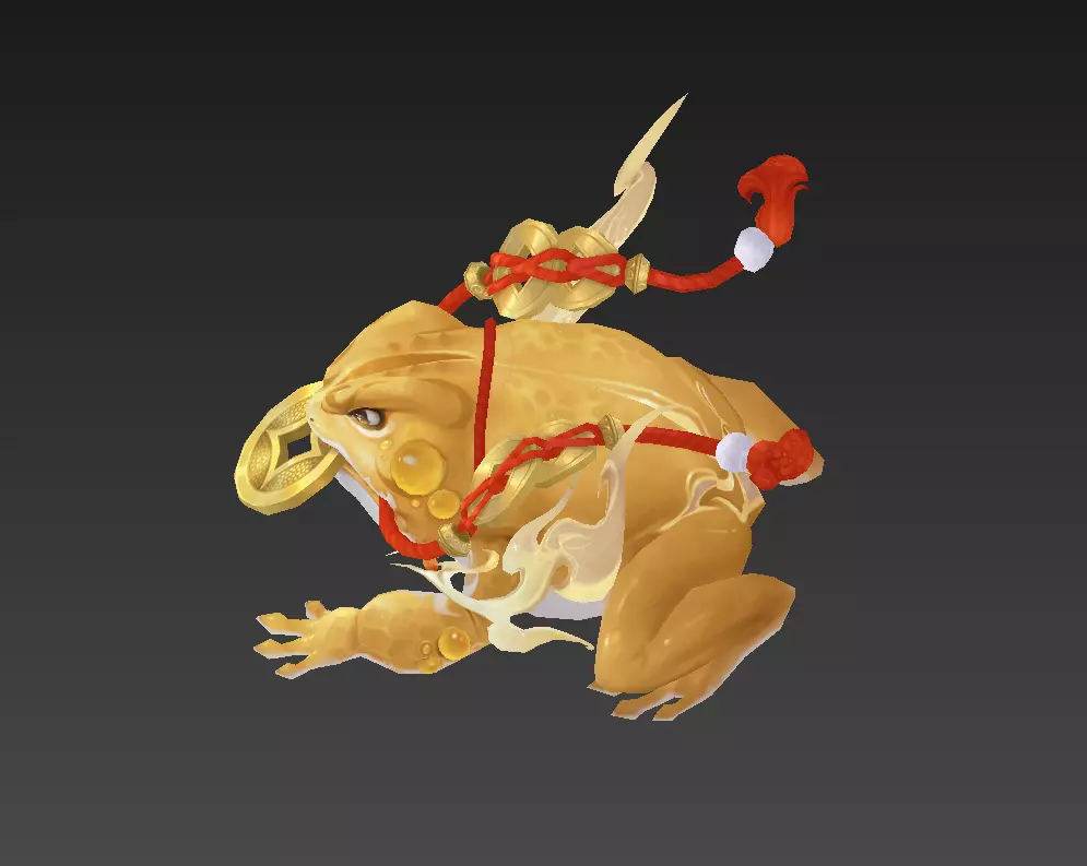 Golden Toad Lucky Low-poly 3D model_16