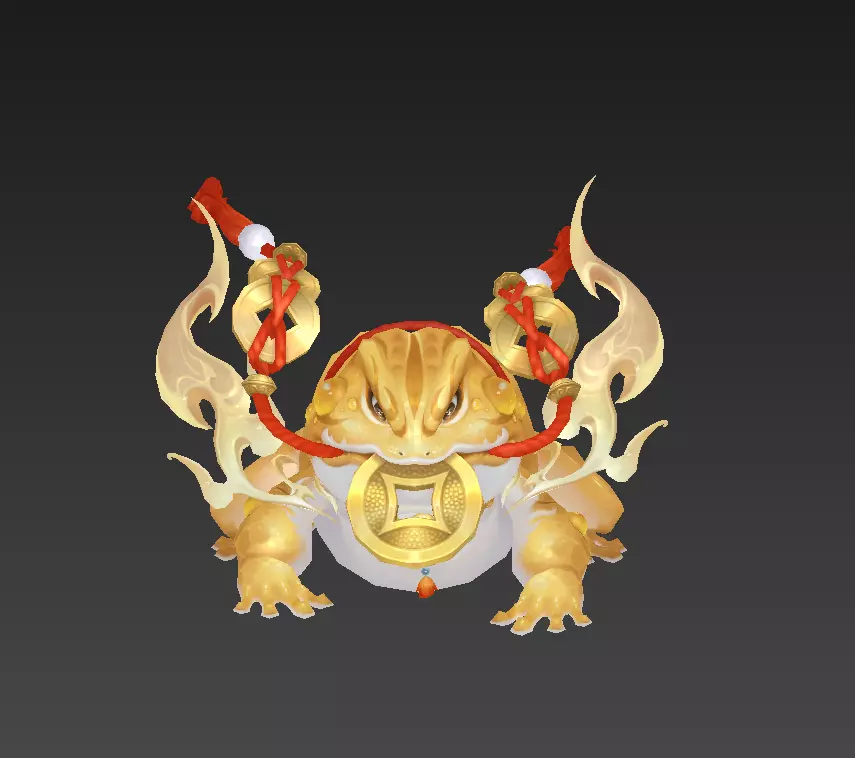 Golden Toad Lucky Low-poly 3D model_25