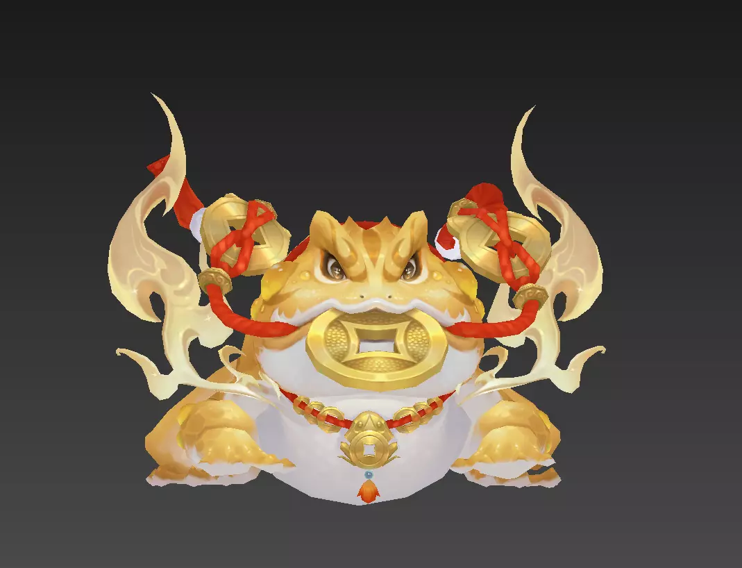 Golden Toad Lucky Low-poly 3D model_17