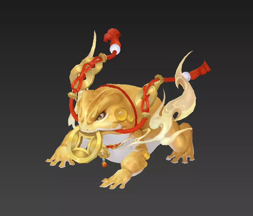 Golden Toad Lucky Low-poly 3D model_18
