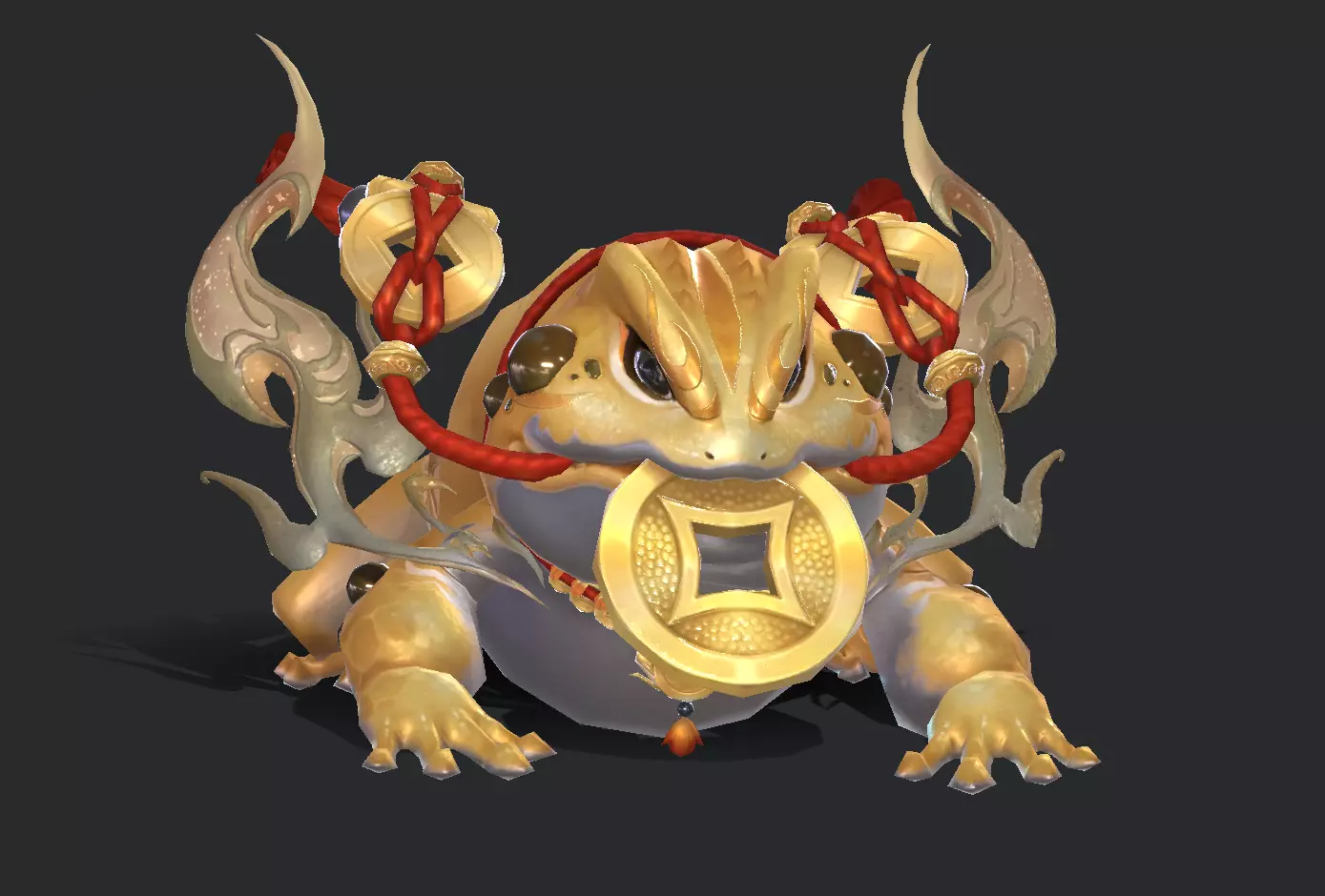 Golden Toad Lucky Low-poly 3D model_22