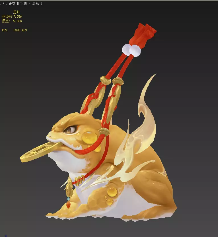 Golden Toad Lucky Low-poly 3D model_30