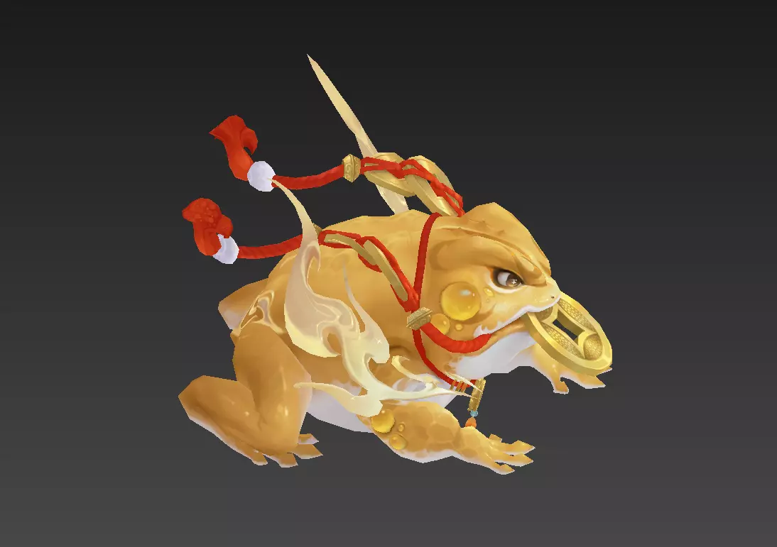 Golden Toad Lucky Low-poly 3D model_15