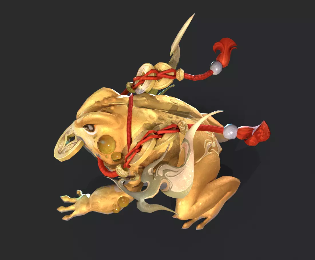 Golden Toad Lucky Low-poly 3D model_6