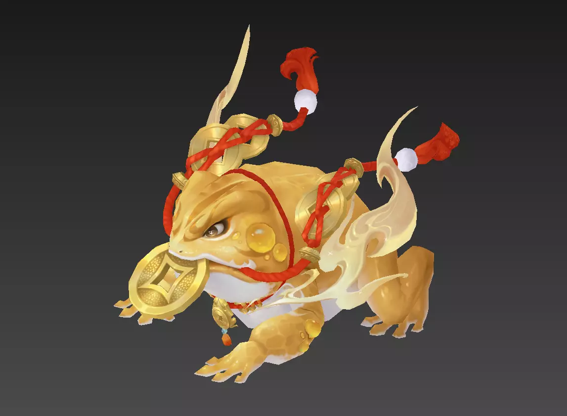 Golden Toad Lucky Low-poly 3D model_19