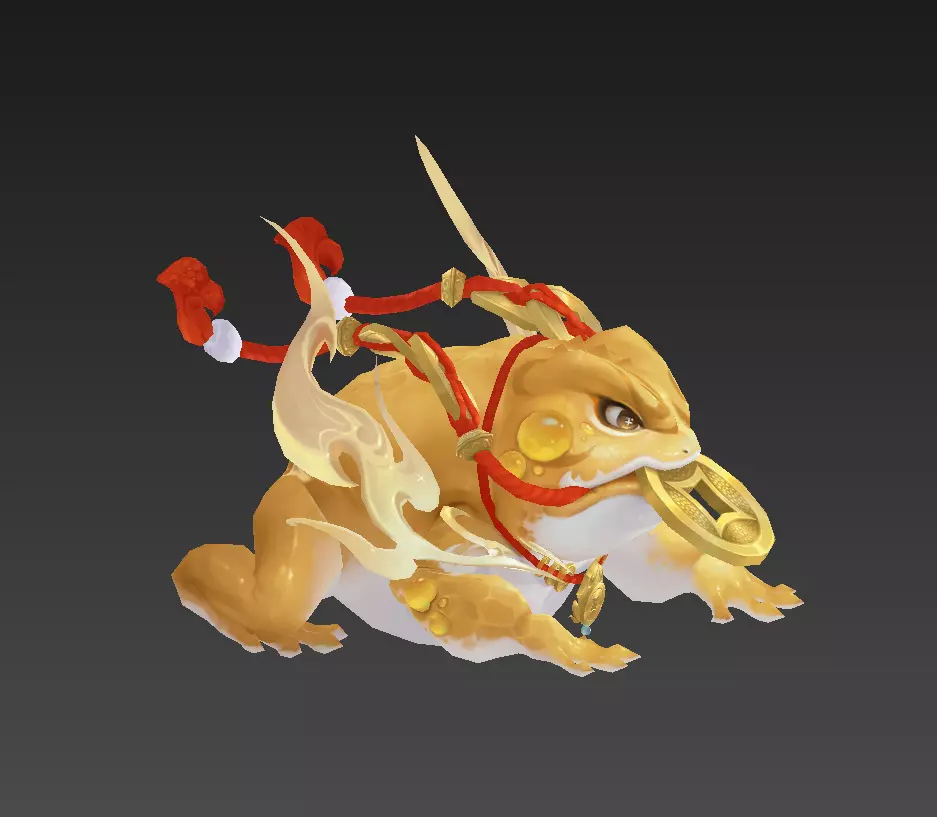 Golden Toad Lucky Low-poly 3D model_23