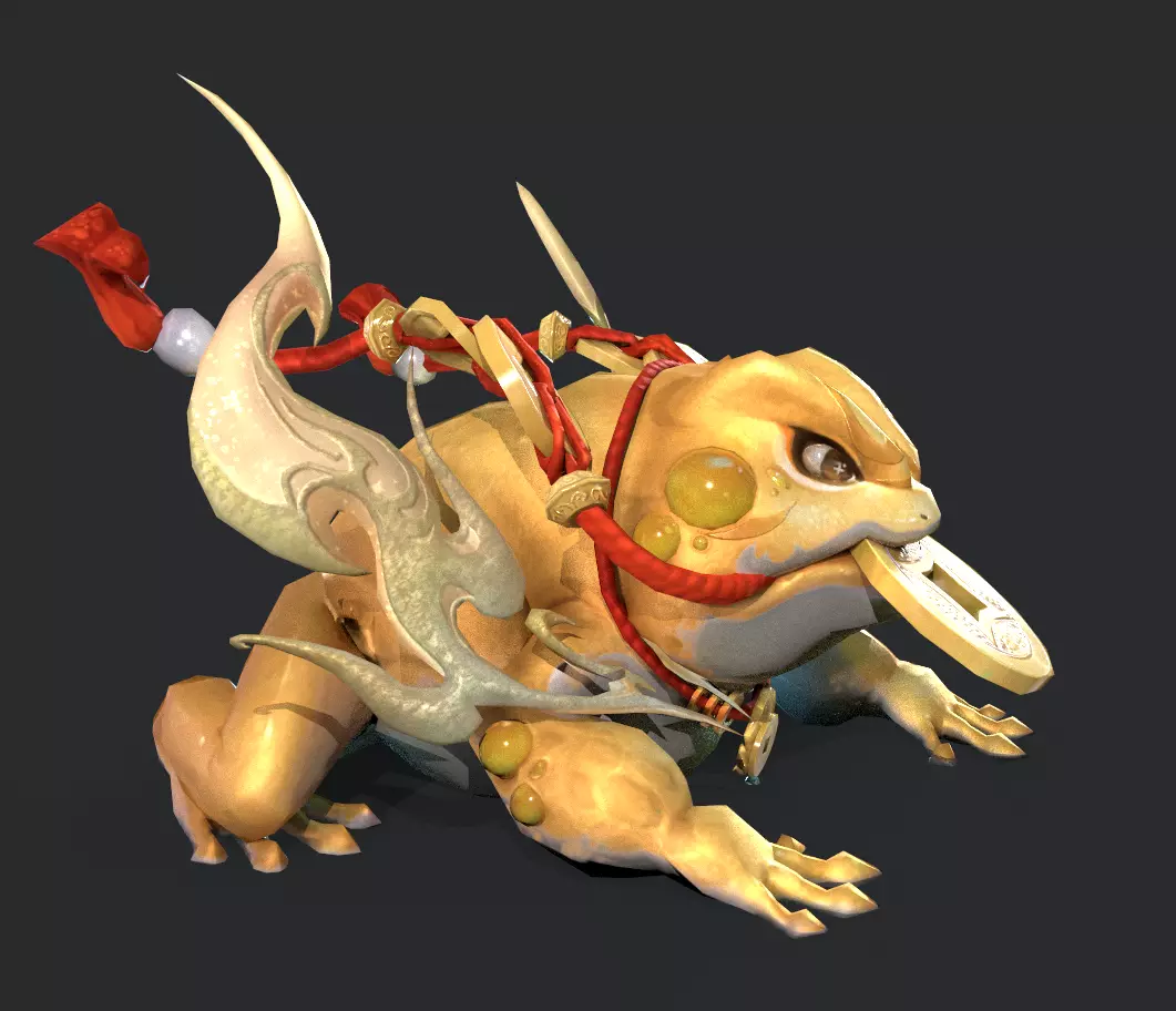 Golden Toad Lucky Low-poly 3D model_21