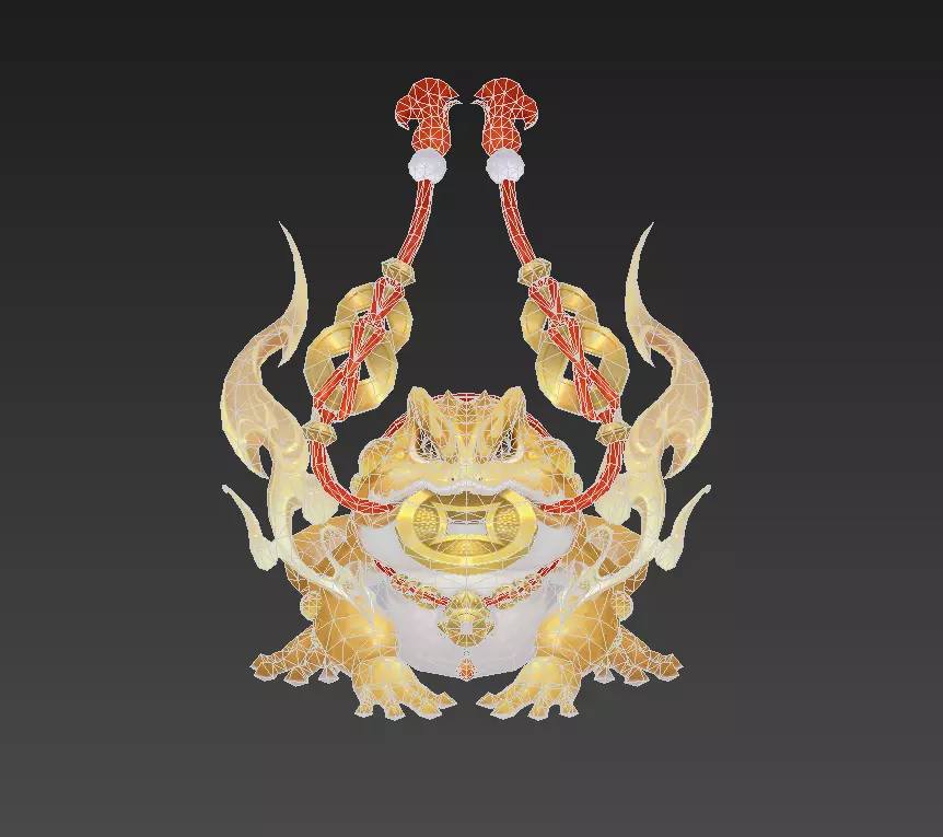 Golden Toad Lucky Low-poly 3D model_32