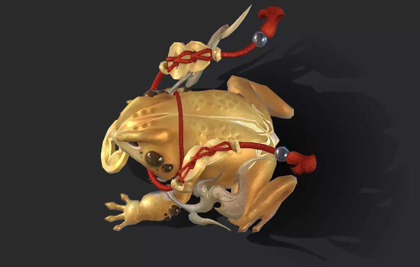 Golden Toad Lucky Low-poly 3D model_3