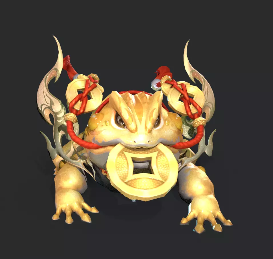 Golden Toad Lucky Low-poly 3D model_29
