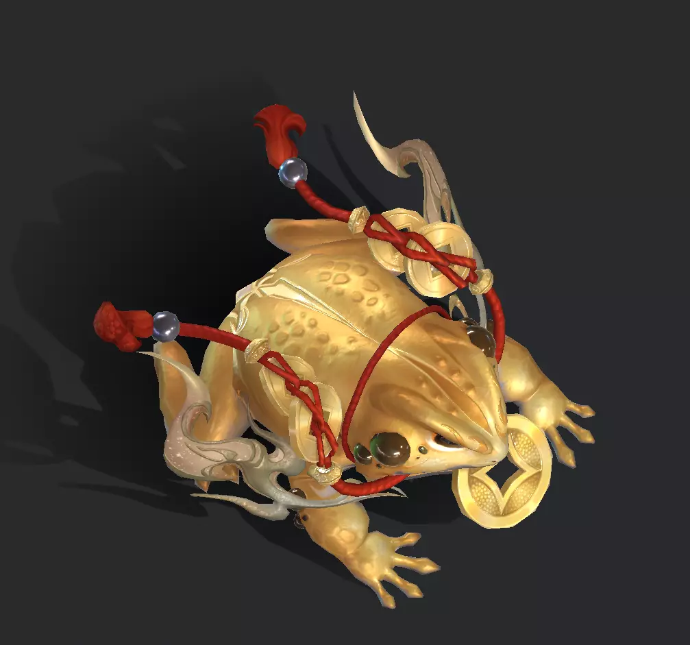 Golden Toad Lucky Low-poly 3D model_4