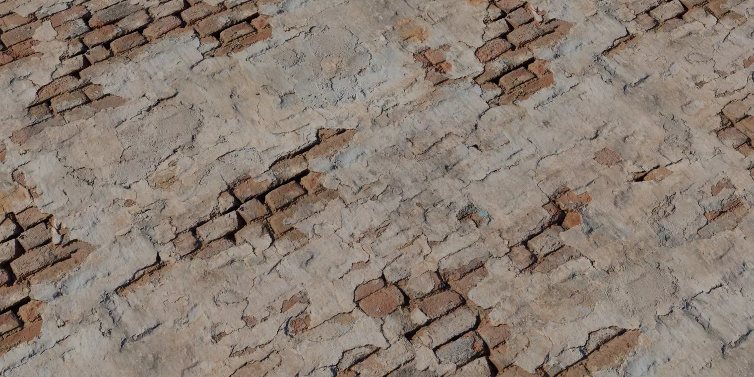 PBR Weathered Plaster over Brick Texture_1