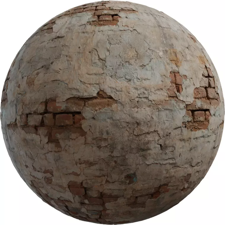 PBR Weathered Plaster over Brick Texture_0
