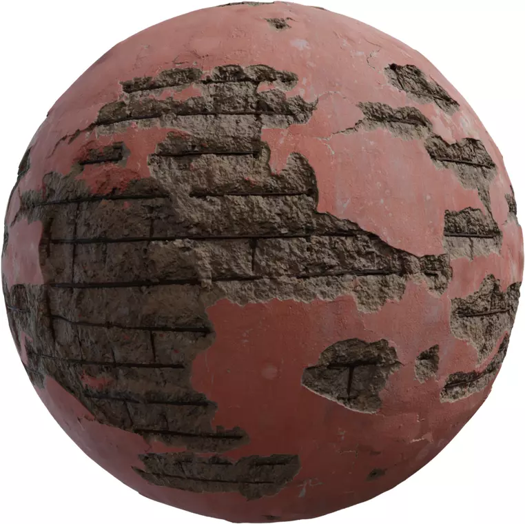 PBR Peeling Pink Plaster over Stone Texture_0