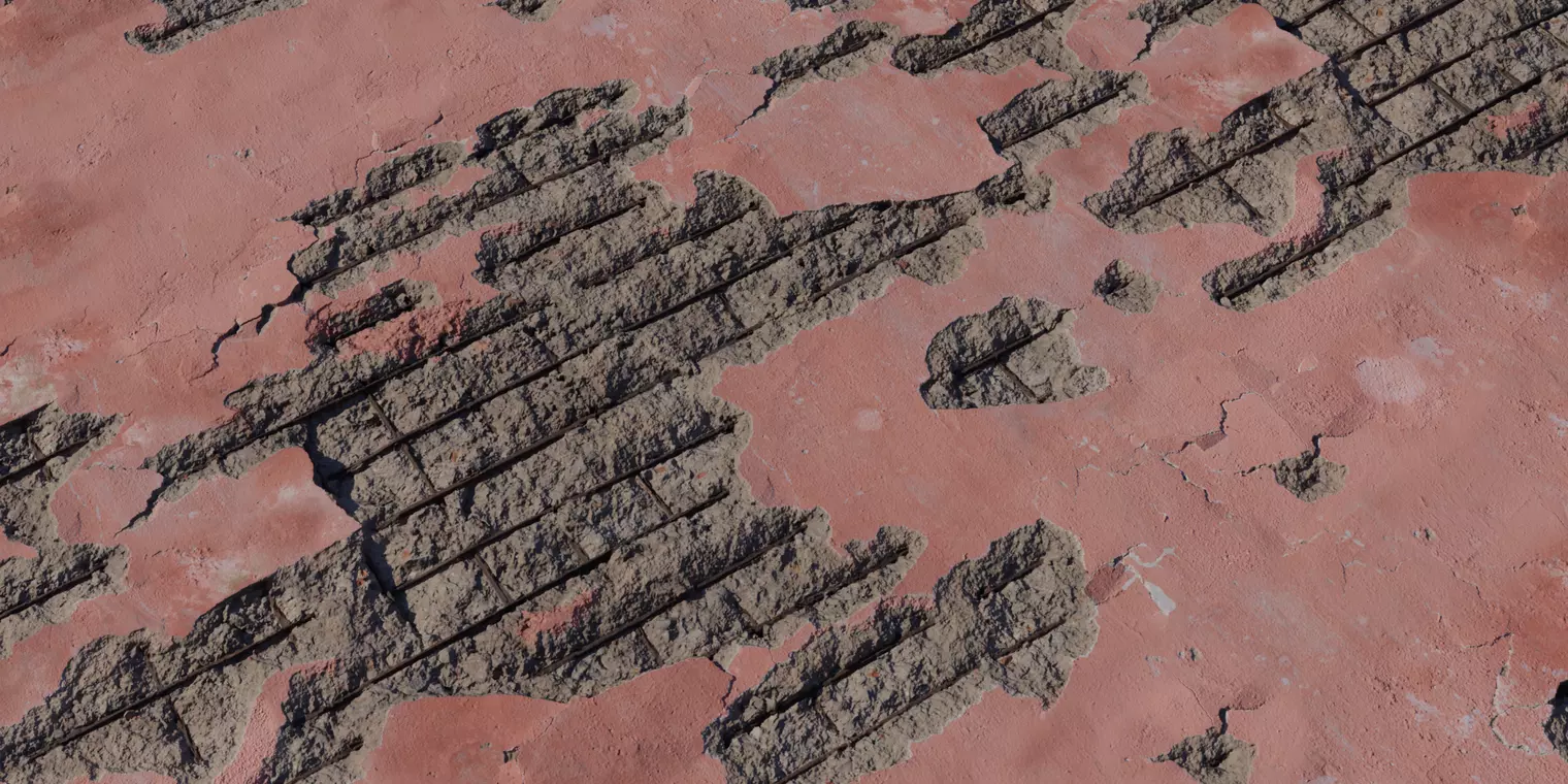 PBR Peeling Pink Plaster over Stone Texture_1
