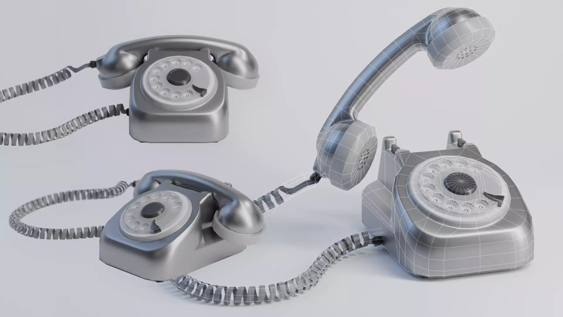 Old Rotary Phone Telephone Free low-poly 3D model