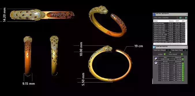 Diamond Panther Bangle 3D Model