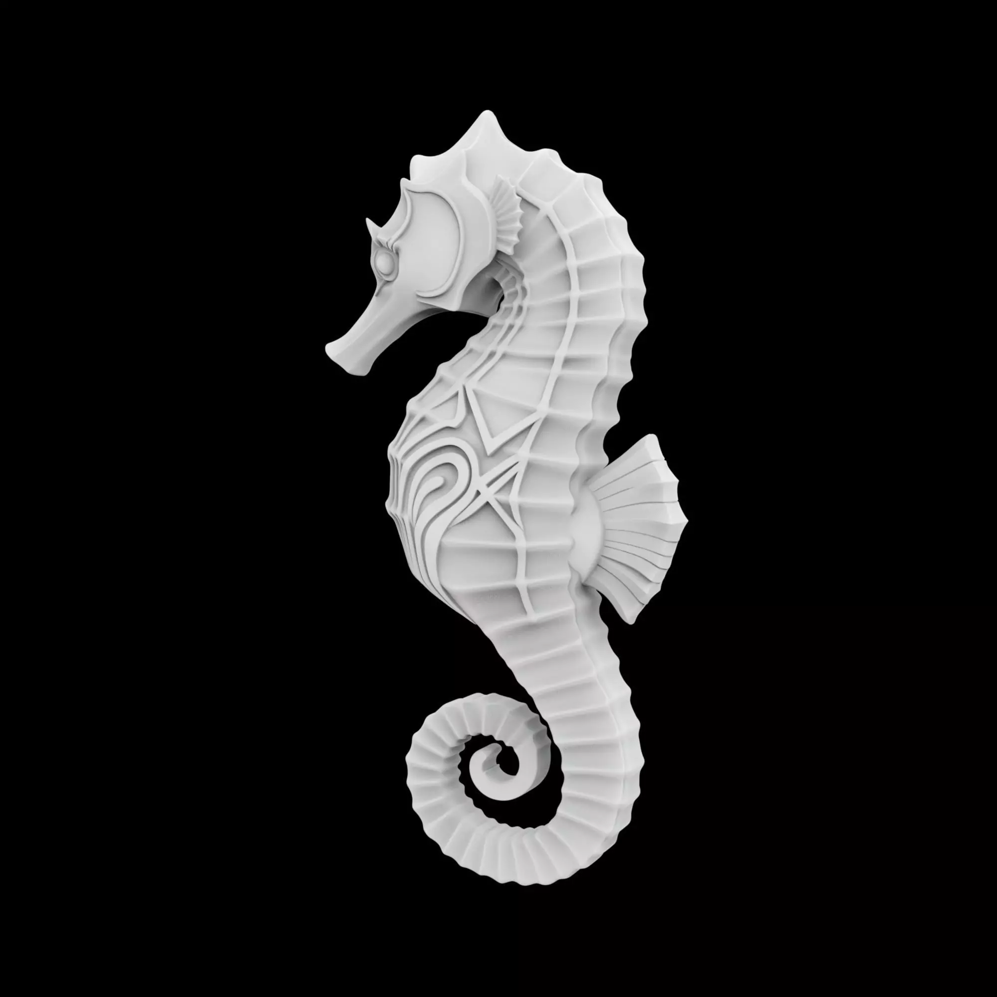 Art Deco Seahorse Sculpture 3D Print Model 3D print model_4