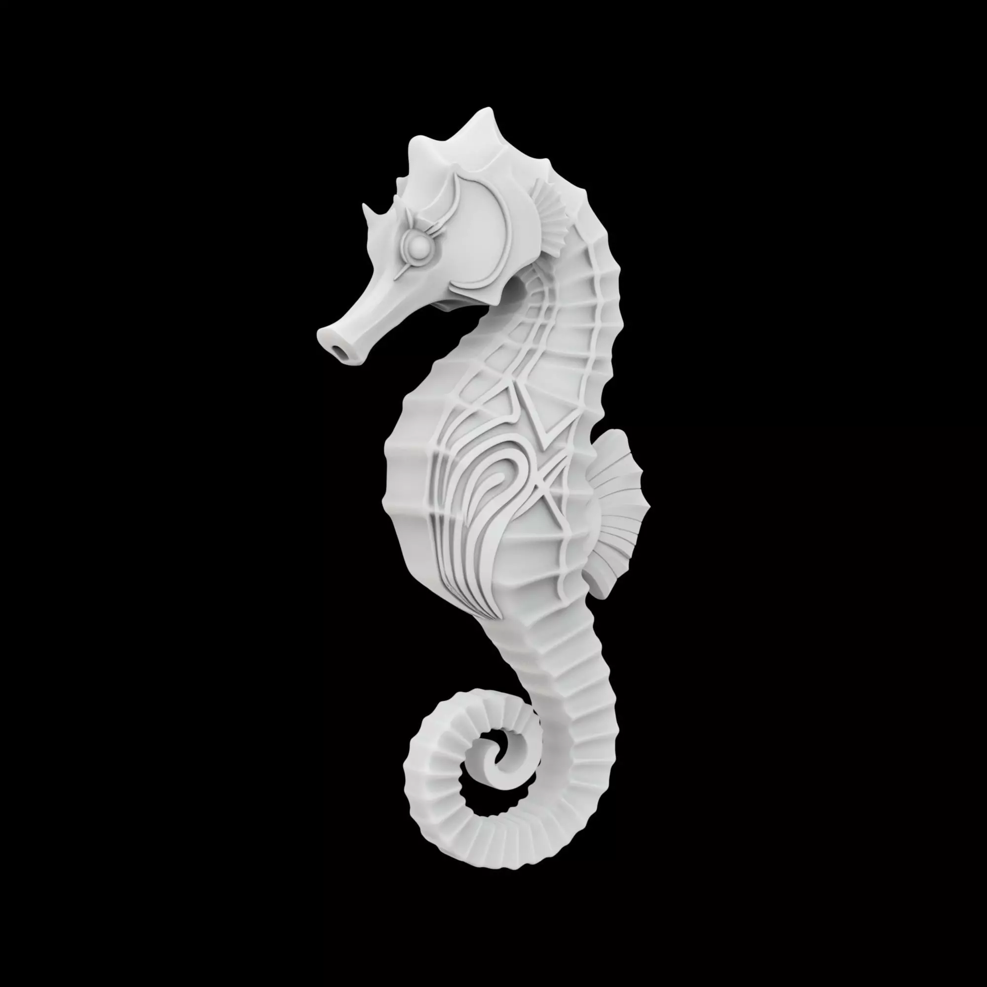 Art Deco Seahorse Sculpture 3D Print Model 3D print model_3