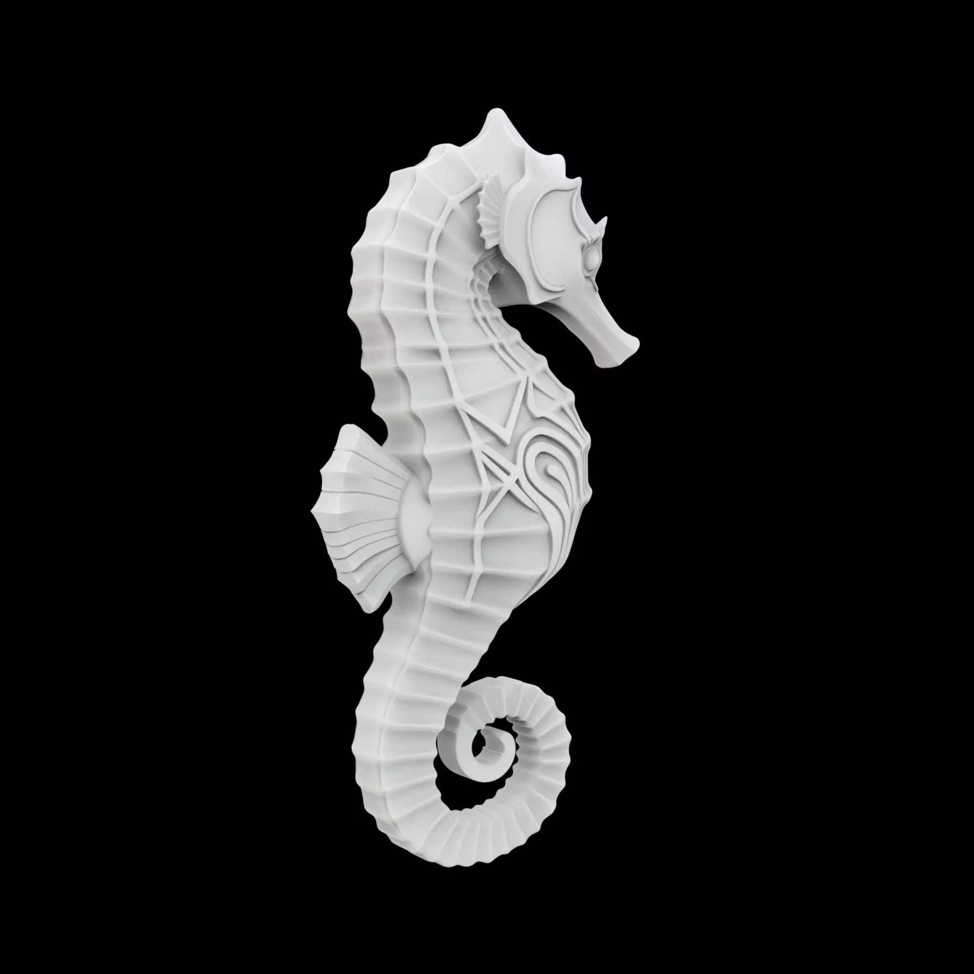 Art Deco Seahorse Sculpture 3D Print Model 3D print model_0