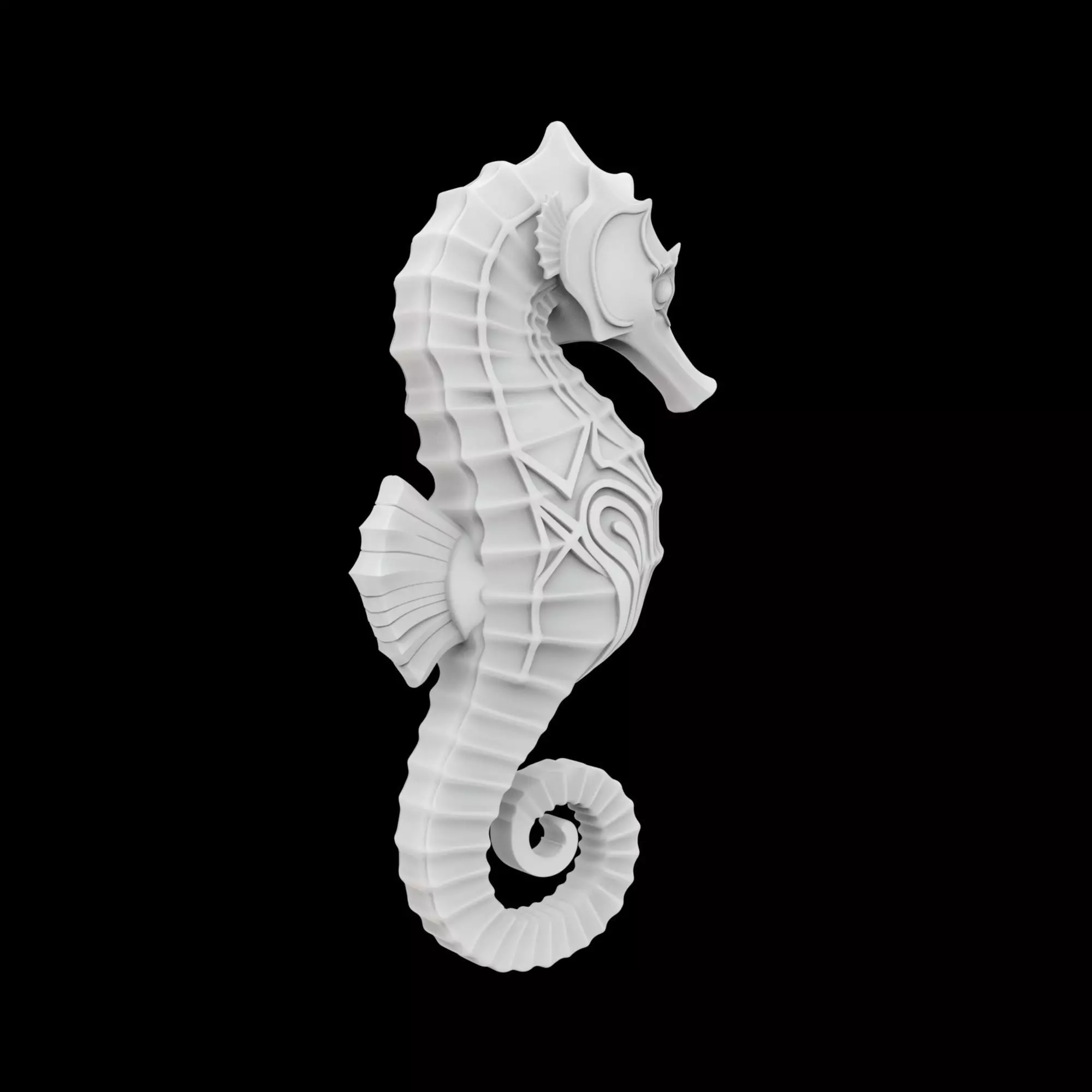 Art Deco Seahorse Sculpture 3D Print Model 3D print model_6